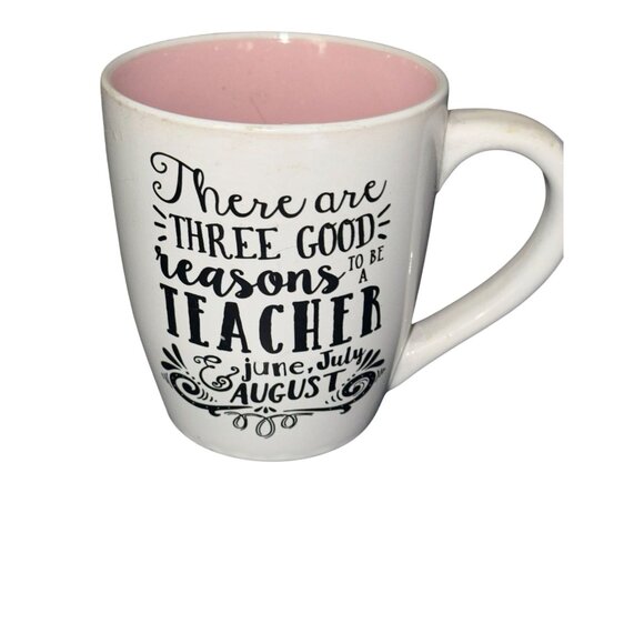Teacher-Themed Pink & White Coffee Mug With Fun Quote By Home Essentials 12 Oz C - Picture 1 of 5